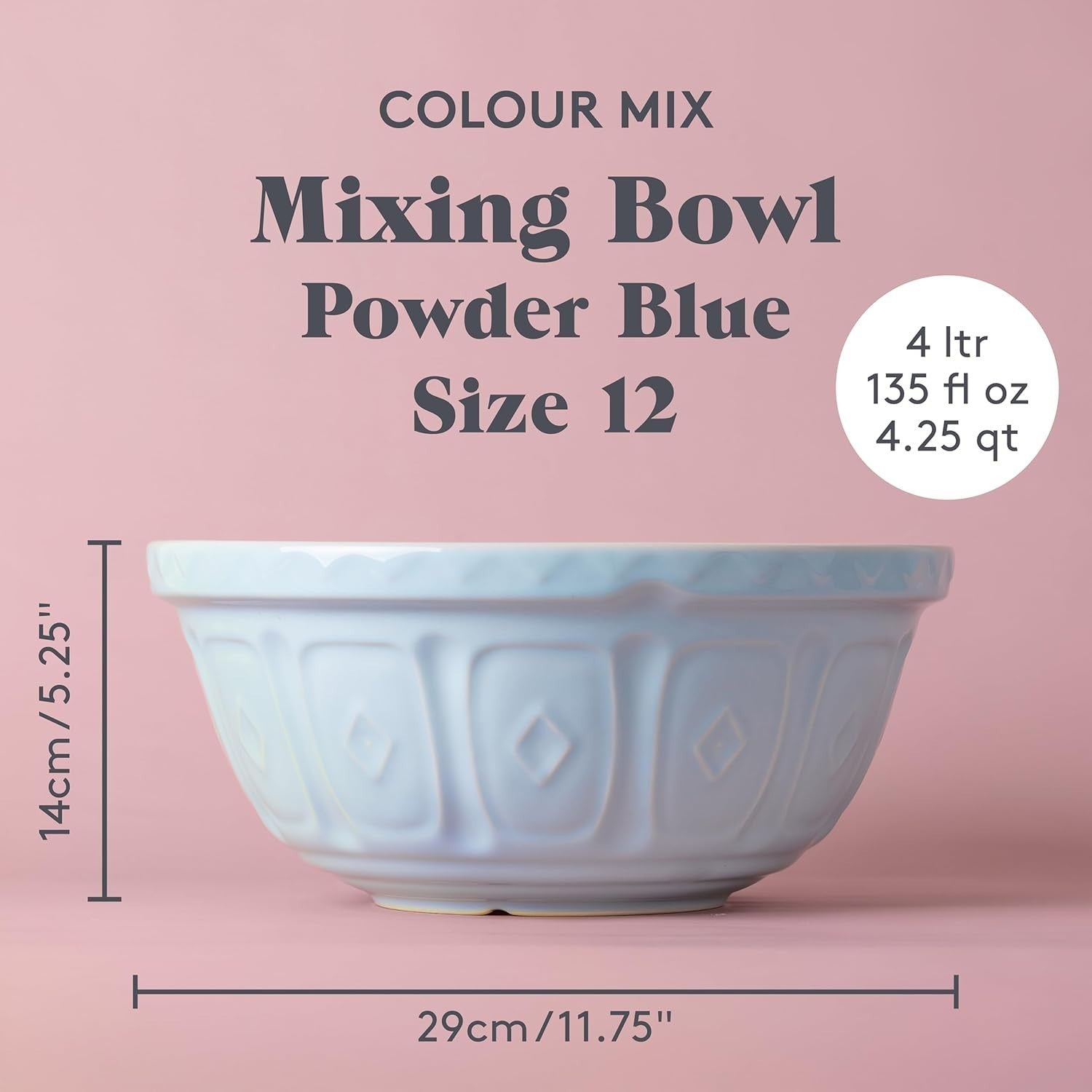 4L Earthenware Mixing Bowl 29cm Lightweight Baking Bowl With Lid