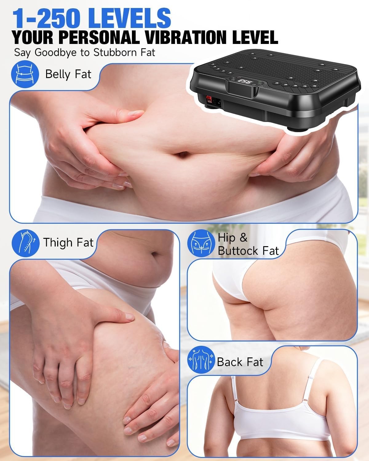 High Speed Vibration Plate Weight Loss Platform Remote Bands 450lb