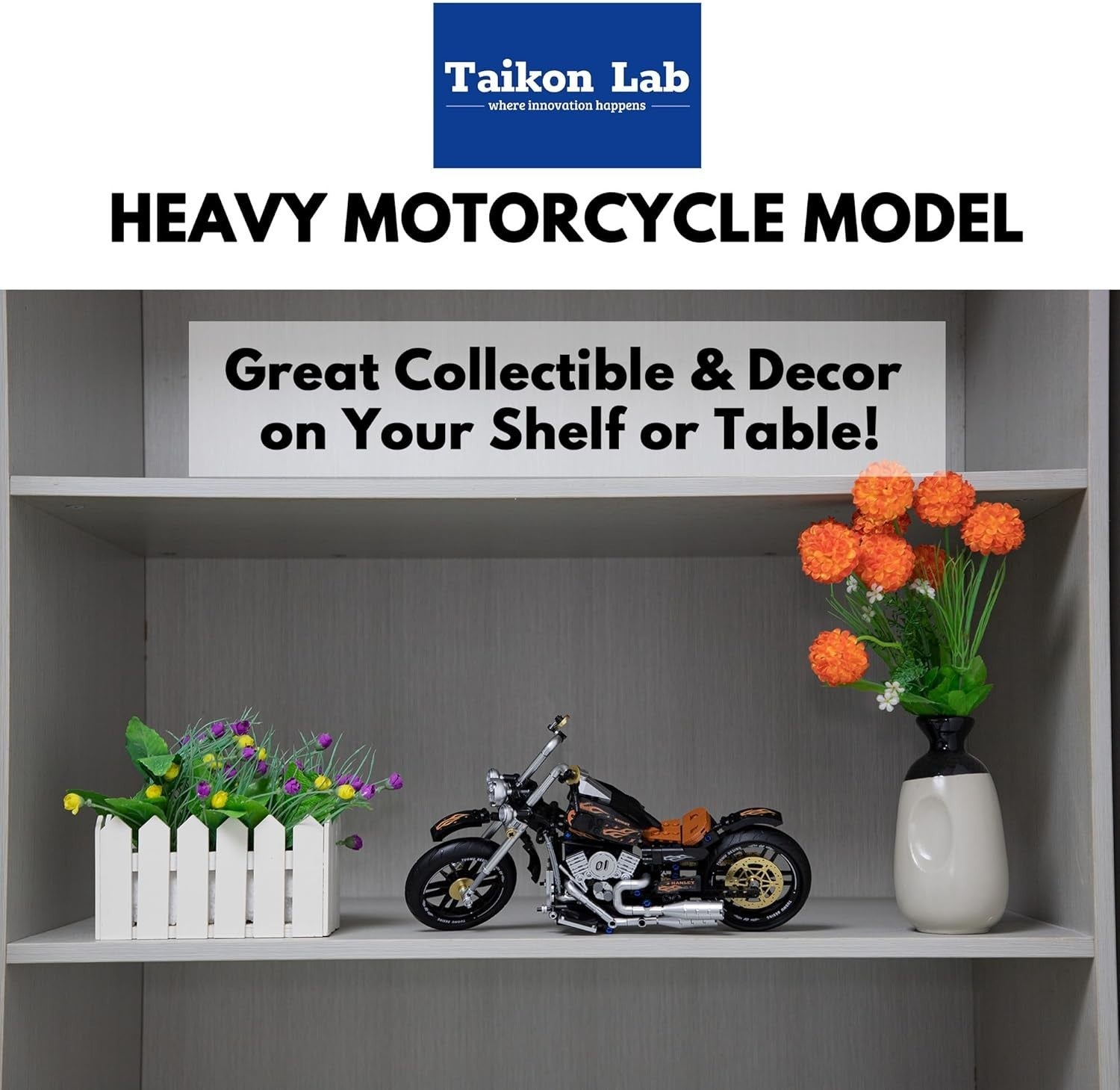 445 PCS Vintage Motorcycle Building Blocks Kit – Detailed DIY Model Set