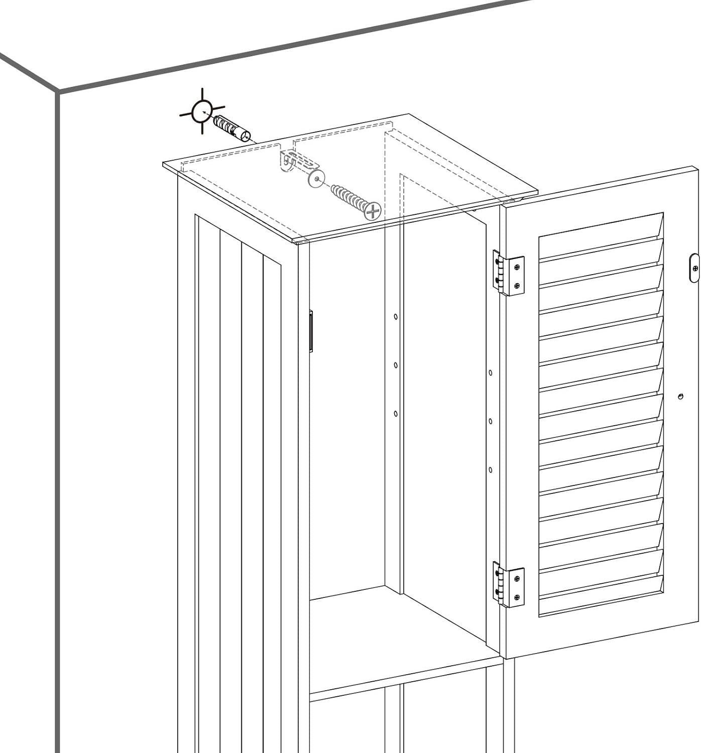 Tall Bathroom Storage Cabinet with Drawer & Louvered Doors, 32x30x170cm