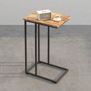Slim Rustic Brown C Shaped End Table Sofa Couch Bed TV Tray Laptop Stand