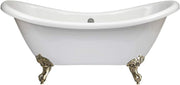 White Double Ended Freestanding Slipper Bath 1750x730mm Gold Claw Feet