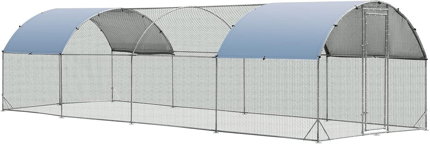 Extra Large Walk In Chicken Run 7.6x2.8m Galvanised Coop Cover