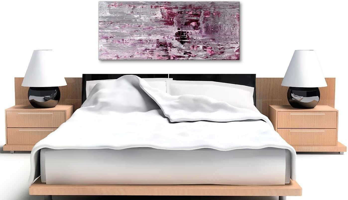 Large Abstract Plum Grey Canvas Wall Art 118x49cm Framed