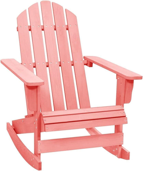 Pink Outdoor Wooden Rocking Chair, Ergonomic Seat, Weatherproof Comfort