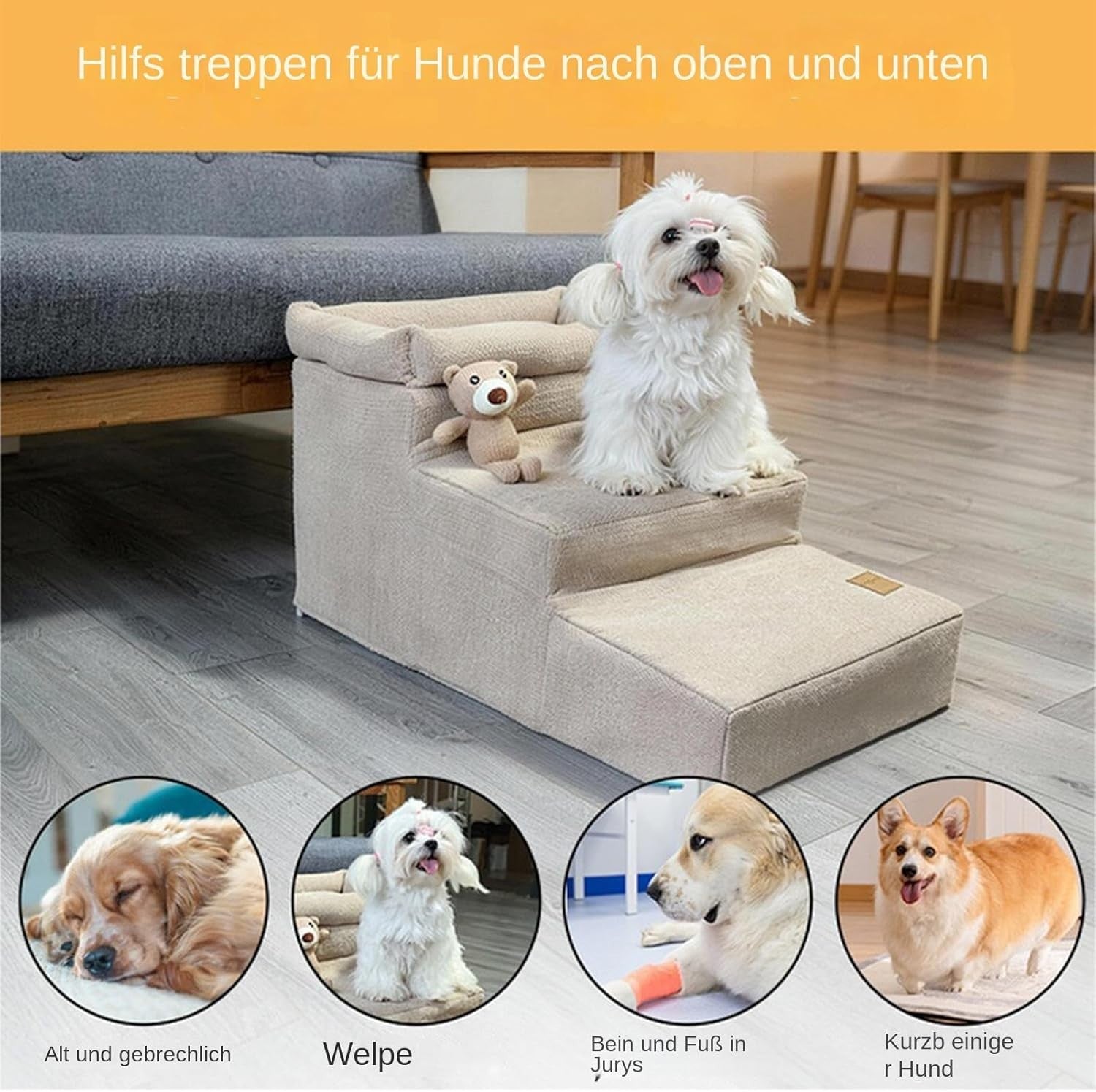 Pet Stairs Non-Slip Cat Steps for Car, Home, Apartment, High Bed