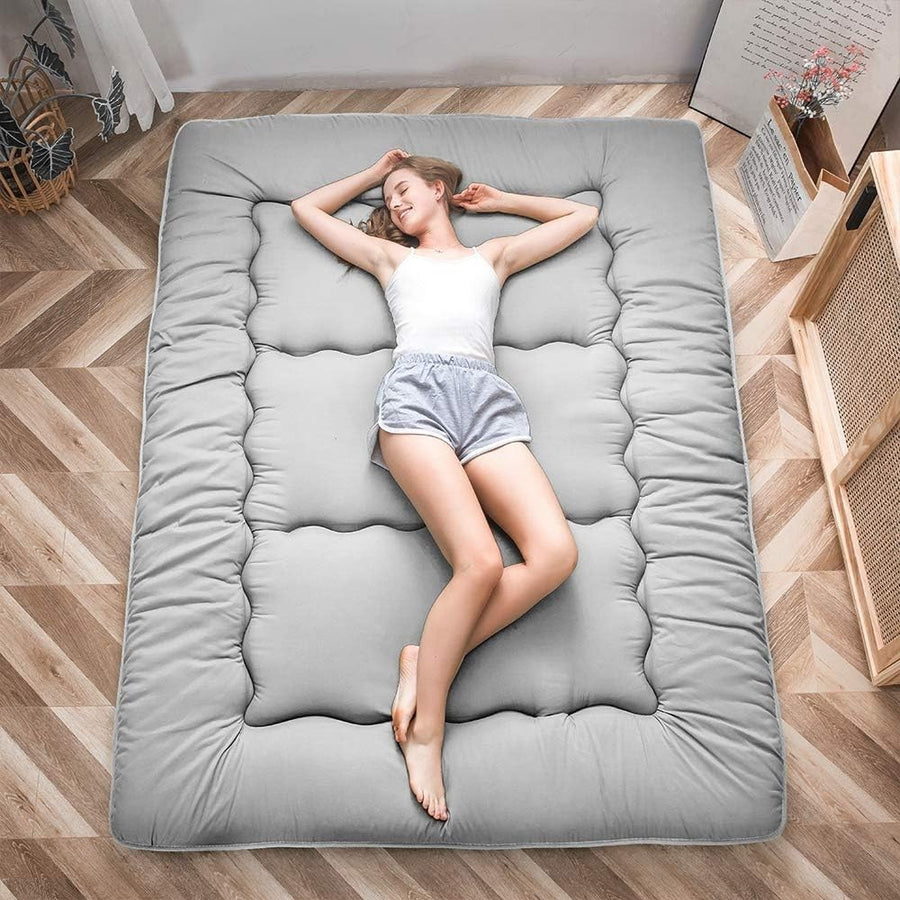 Premium Japanese Floor Futon Mattress - Thick Tatami Sleep Pad, Foldable Bed
