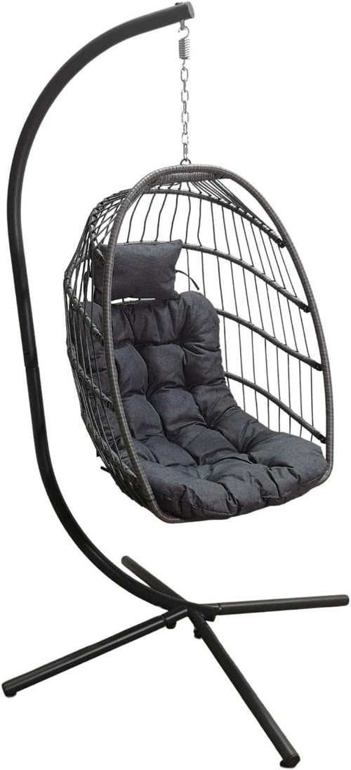 Luxury Rattan Hanging Egg Chair w/ Stand & Waterproof Cover – Swing Seat
