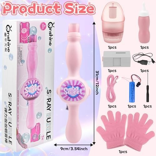 Smoke Bubble Machine LED Fog Bubble Wand Rechargeable Party Toy