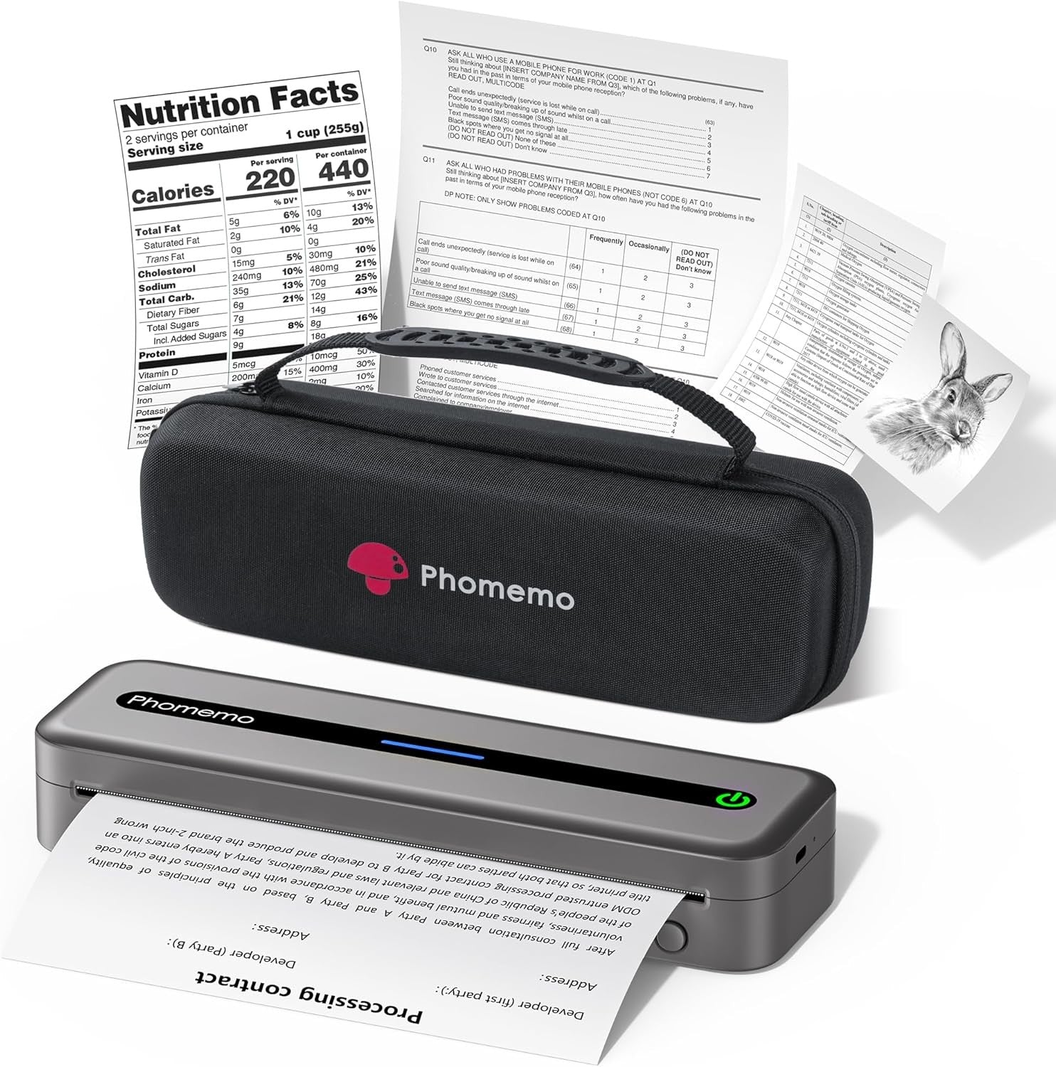 A4 Portable Thermal Printer 300DPI Bluetooth Inkless Grey