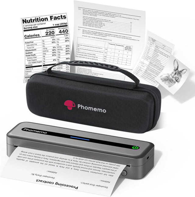 A4 Portable Thermal Printer 300DPI Bluetooth Inkless Grey