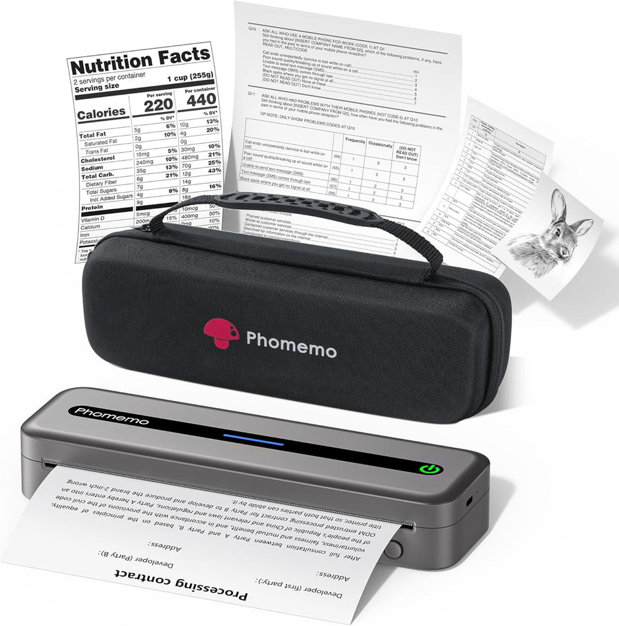 A4 Portable Thermal Printer 300DPI Bluetooth Inkless Grey