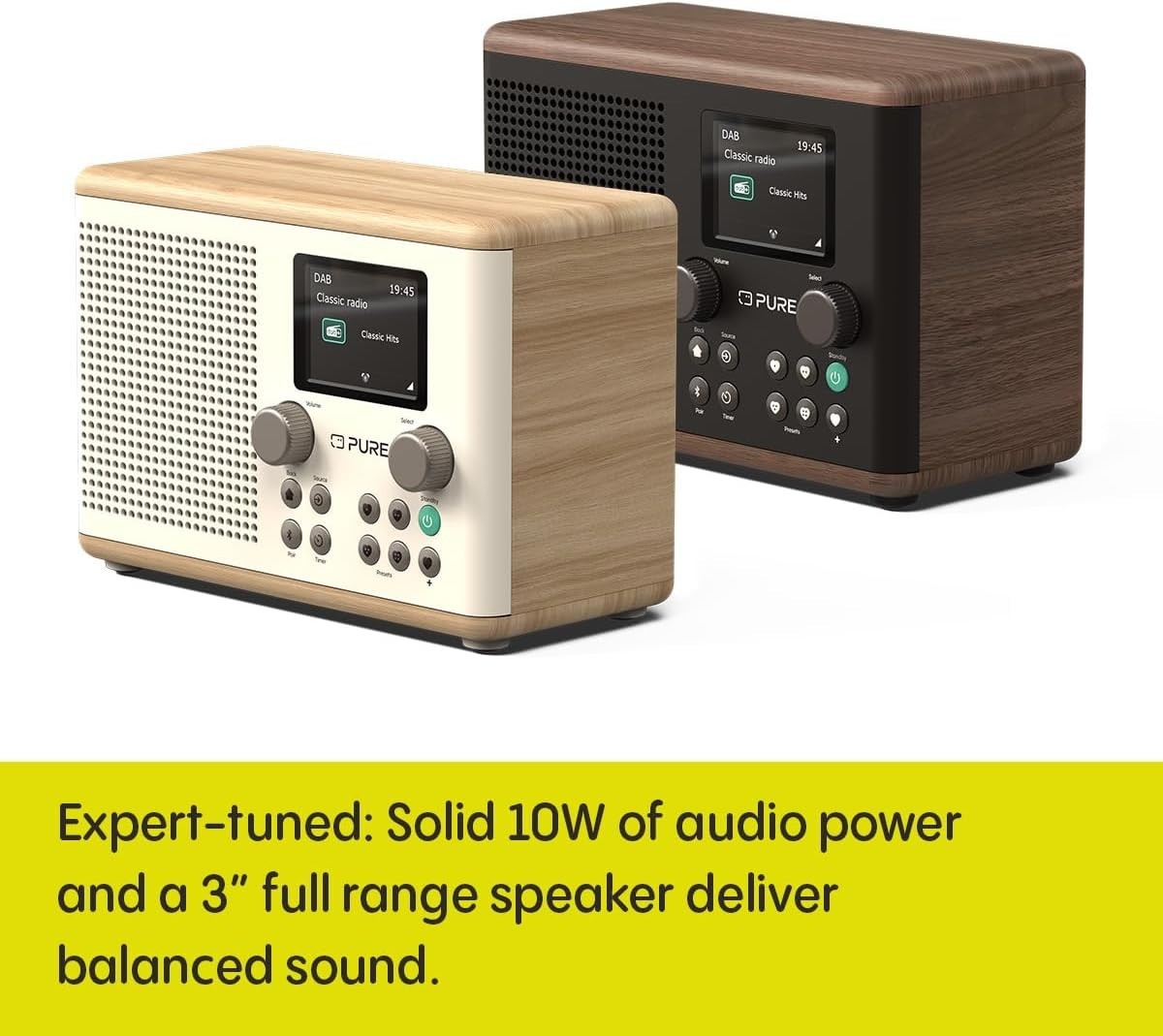 Digital Kitchen Radio DAB+ FM Bluetooth USB AUX Timer Alarm Black/Walnut