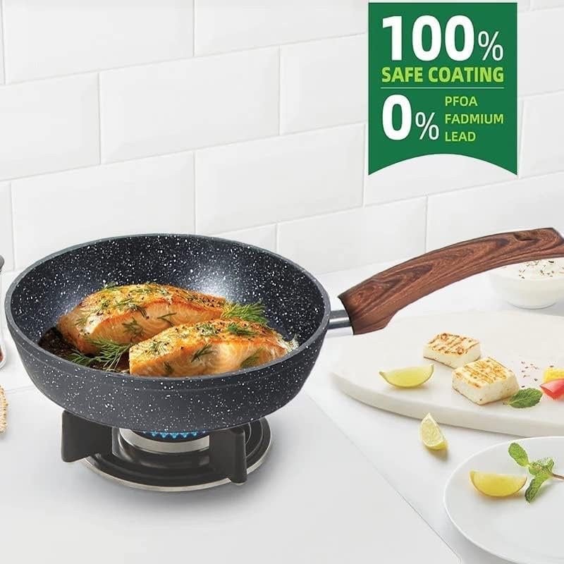 12pcs Black Granite Induction Cookware Set Non Stick Pans Pots with Glass Lids