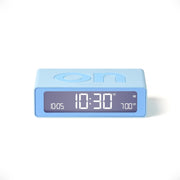 Mini Digital Alarm Clock LED Flip On Off Rechargeable Bedside Light Blue