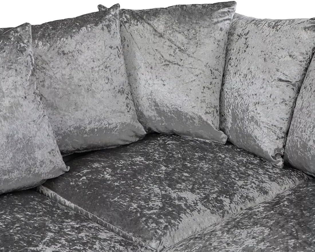 Luxury 4-Seater L Shape Corner Sofa Set - Crush Velvet, Scatter Back, Modern