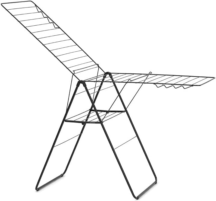 25m Clothes Airer Folding Indoor Drying Rack Stainless Steel Matt Black