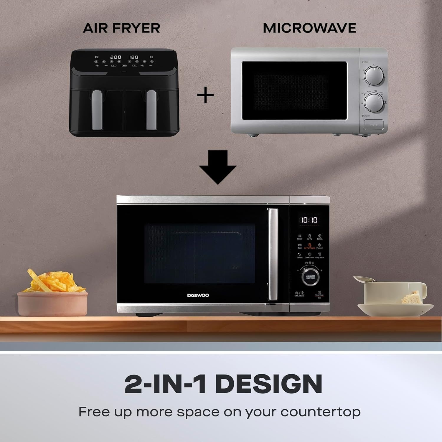 5-in-1 Air Fryer Microwave Oven 26L | Grill Bake Reheat Defrost 2400W Combo