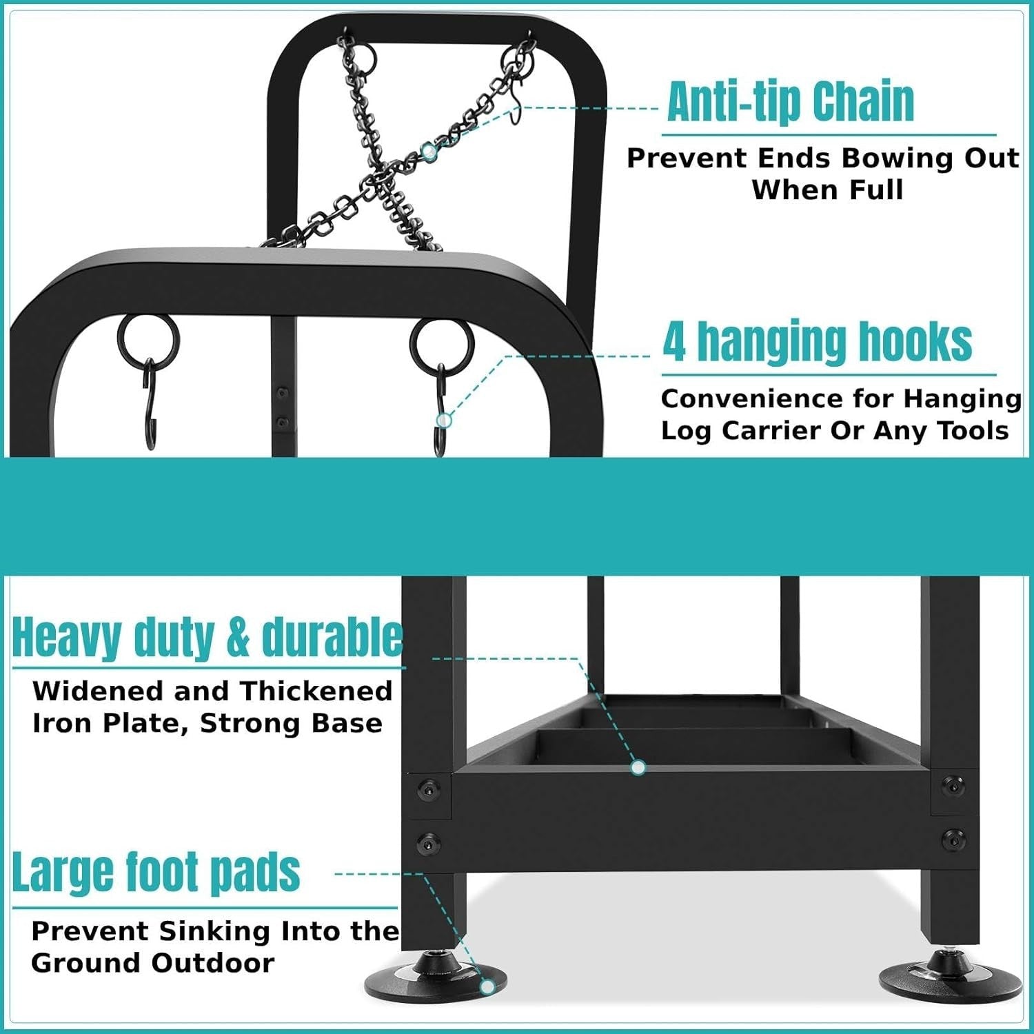 Heavy-Duty Outdoor Firewood Log Rack with Adjustable Height & Carry Bag