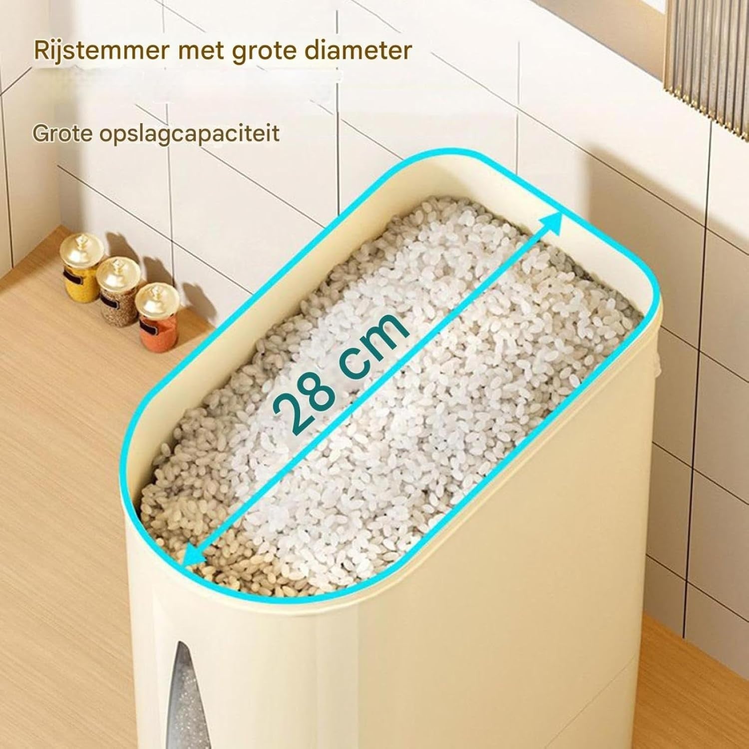 Airtight Rice Storage Container Food Dispenser Bucket Kitchen Grain Bin