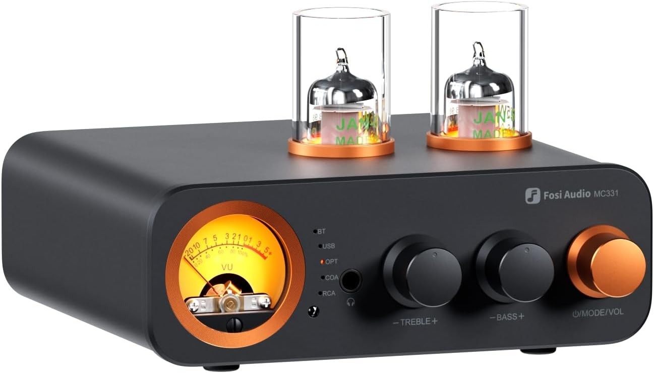 Hybrid Tube Amplifier DAC 105W x2 Bluetooth USB Optical RCA