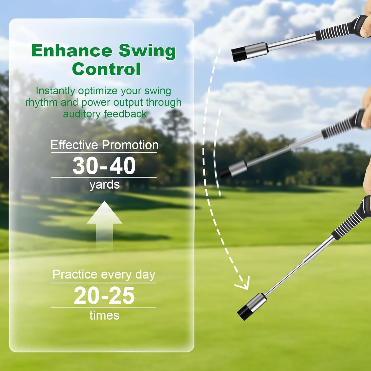 Retractable Golf Swing Trainer Grip Tempo Stick with Weight Feedback Aid