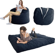 Convertible Bean Bag Chair to Bed Plush Sofa Lounger Soft Removable Cover