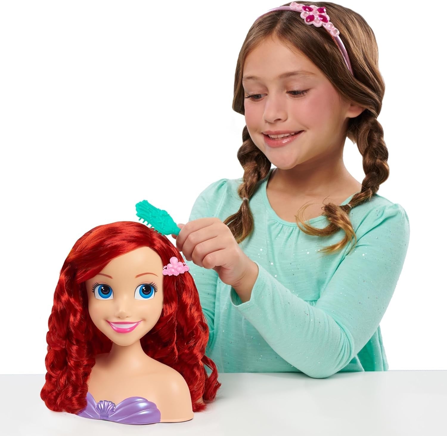 Princess Hair Styling Head Doll Playset Brush Bands Kids Toy