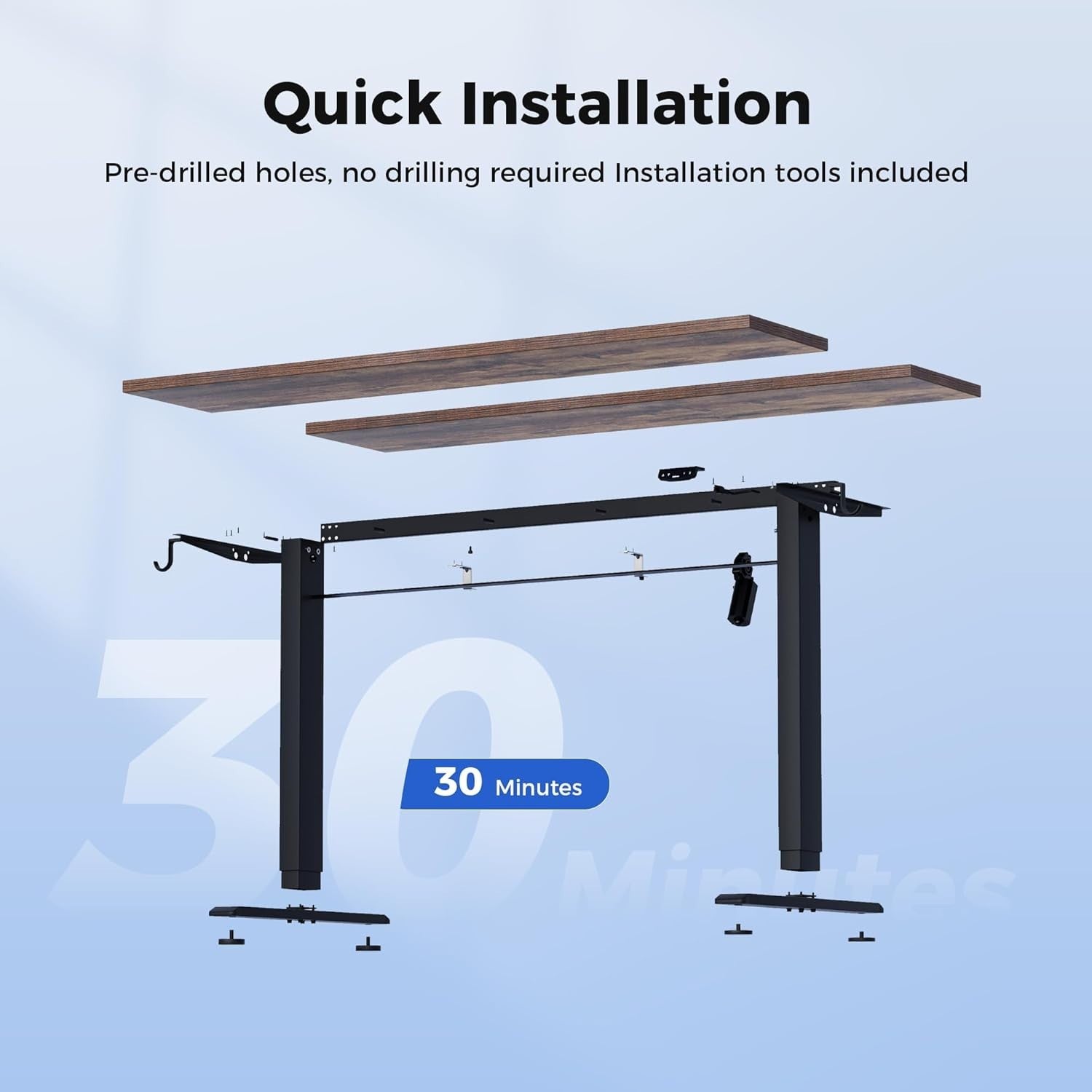 Electric Height Adjustable Standing Desk 120x60cm Sit Stand Table Brown