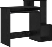 Black Oak Computer Desk 106x40cm Modern Office Table with Shelves Storage