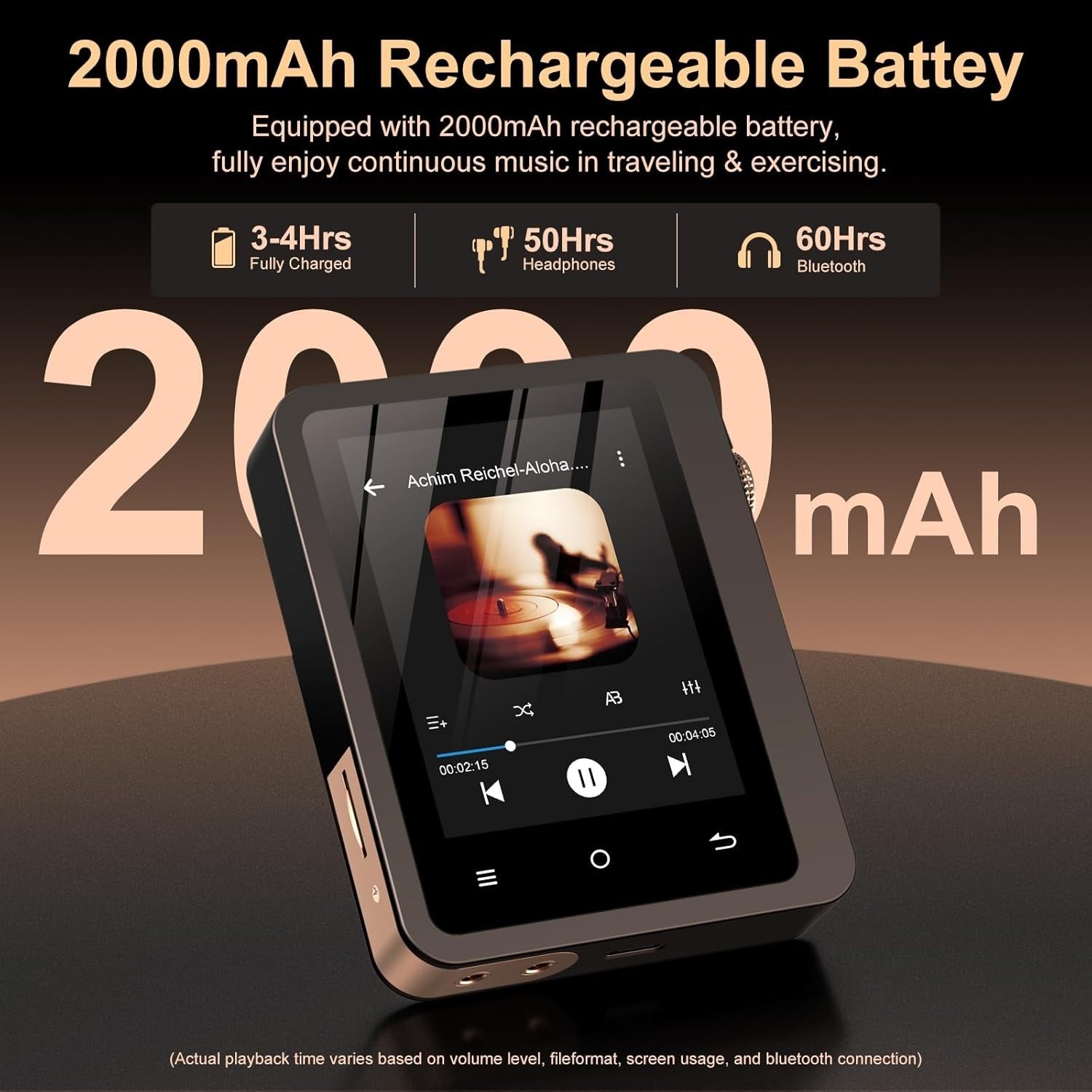 HiFi MP3 Player Bluetooth 5.3 DAC Lossless Audio 64GB Touchscreen Black