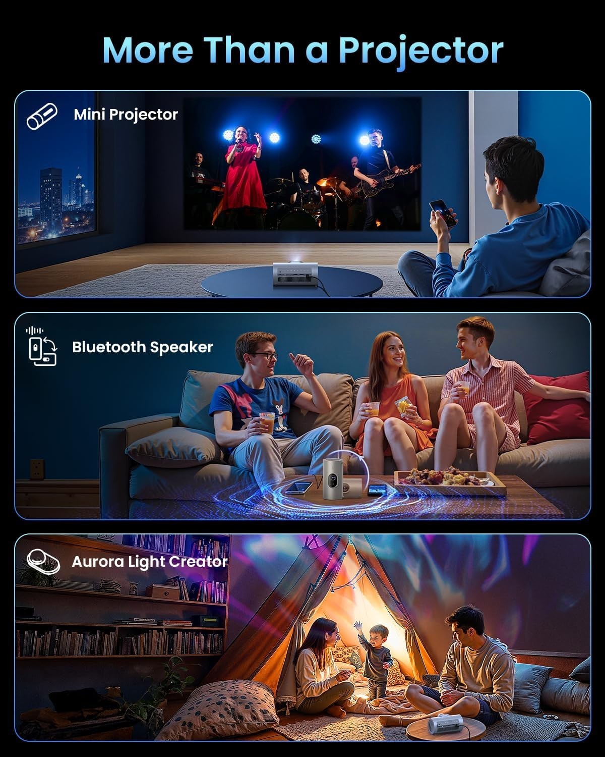 1080P Smart Portable Projector Google TV 400 ISO Dolby WiFi Bluetooth