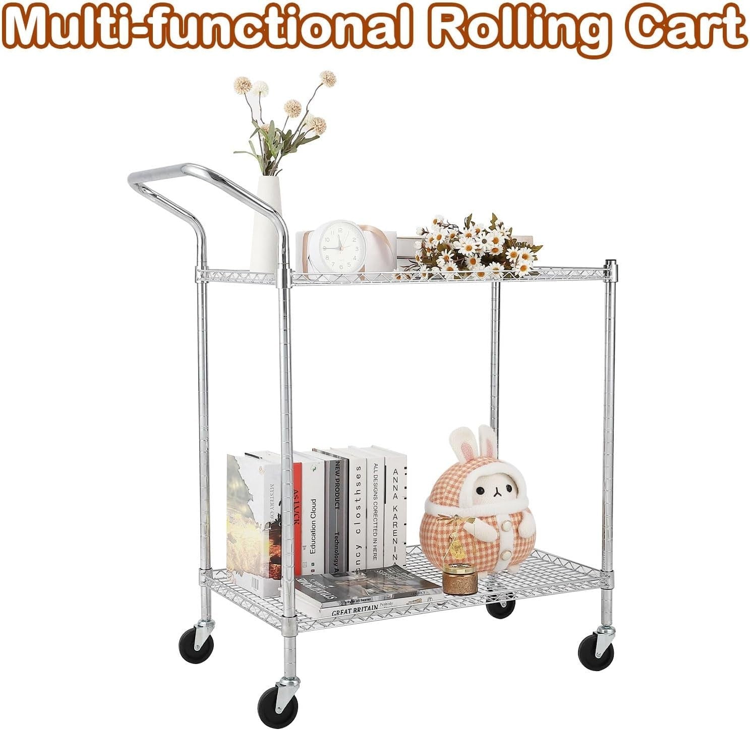 3 Tier Heavy Duty Utility Cart Rolling Metal Storage Trolley Wheels