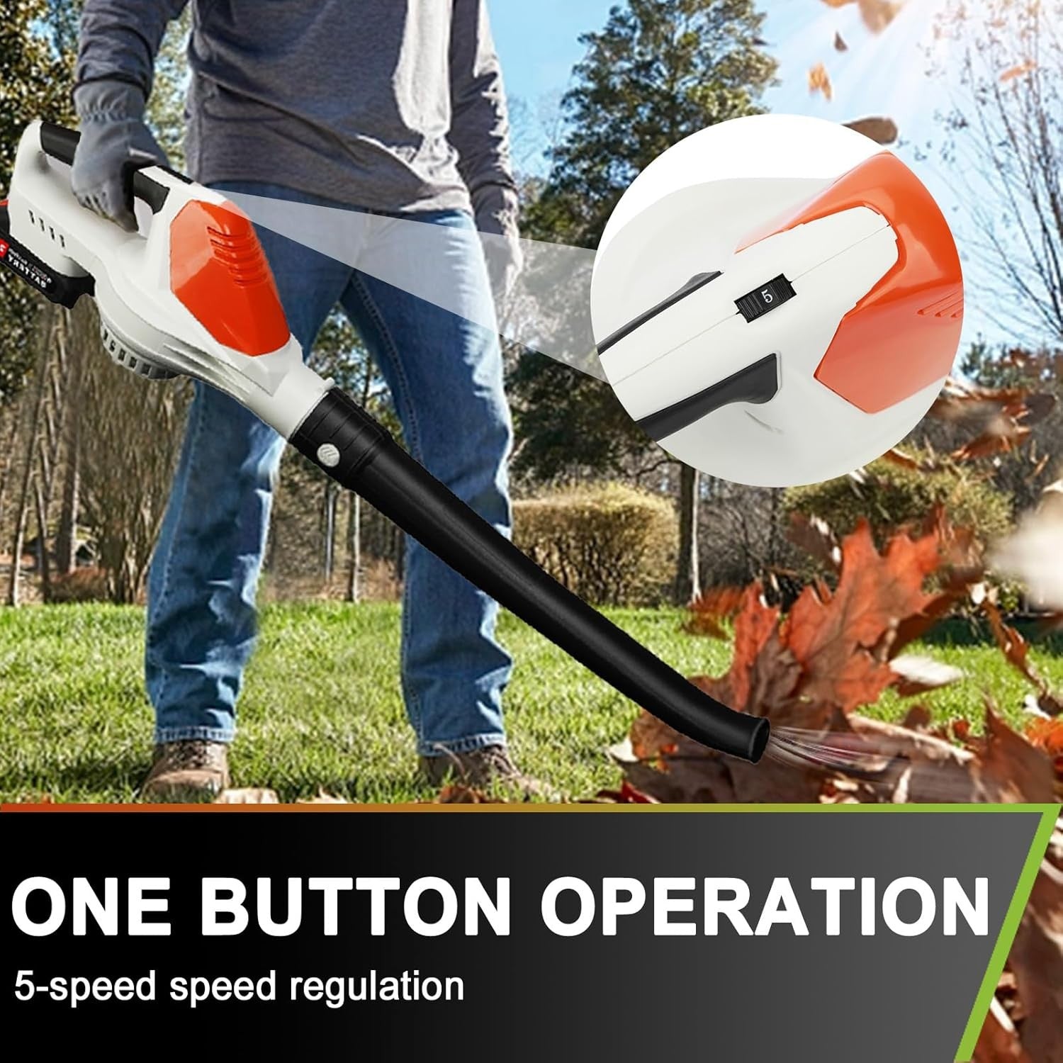 Cordless Leaf Blower 24V Dual Battery Lightweight Handheld Garden Cleaner