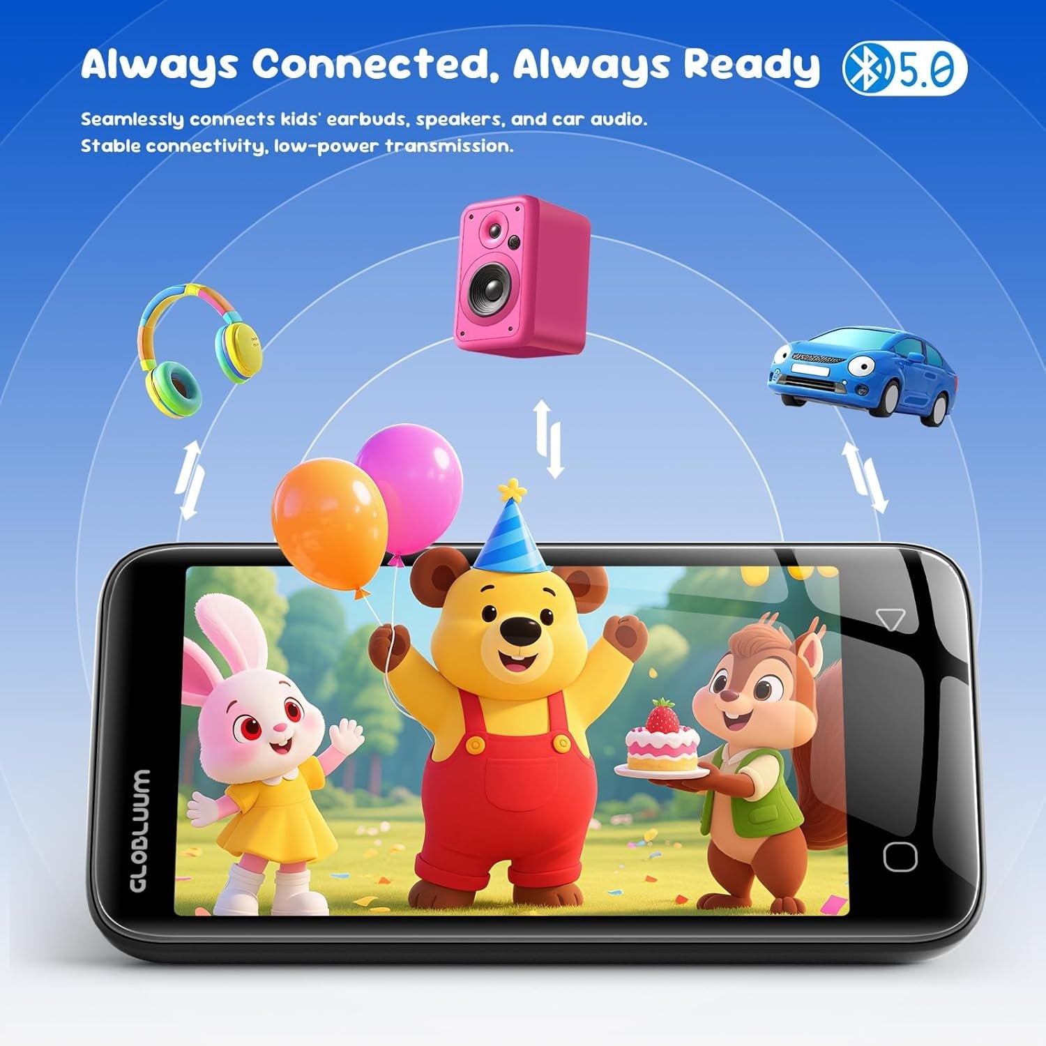 80GB Kids MP3 Player w/ 4″ Touchscreen, WiFi, Bluetooth, Parental Controls