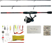 3-Section Fishing Rod Reel Combo Kit with Tackle Box Lures 170cm