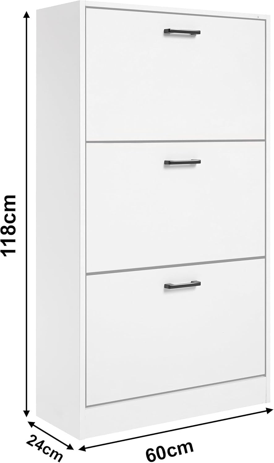 Space-Saving 3 Drawer Shoe Cabinet with Adjustable Shelves & Top Storage