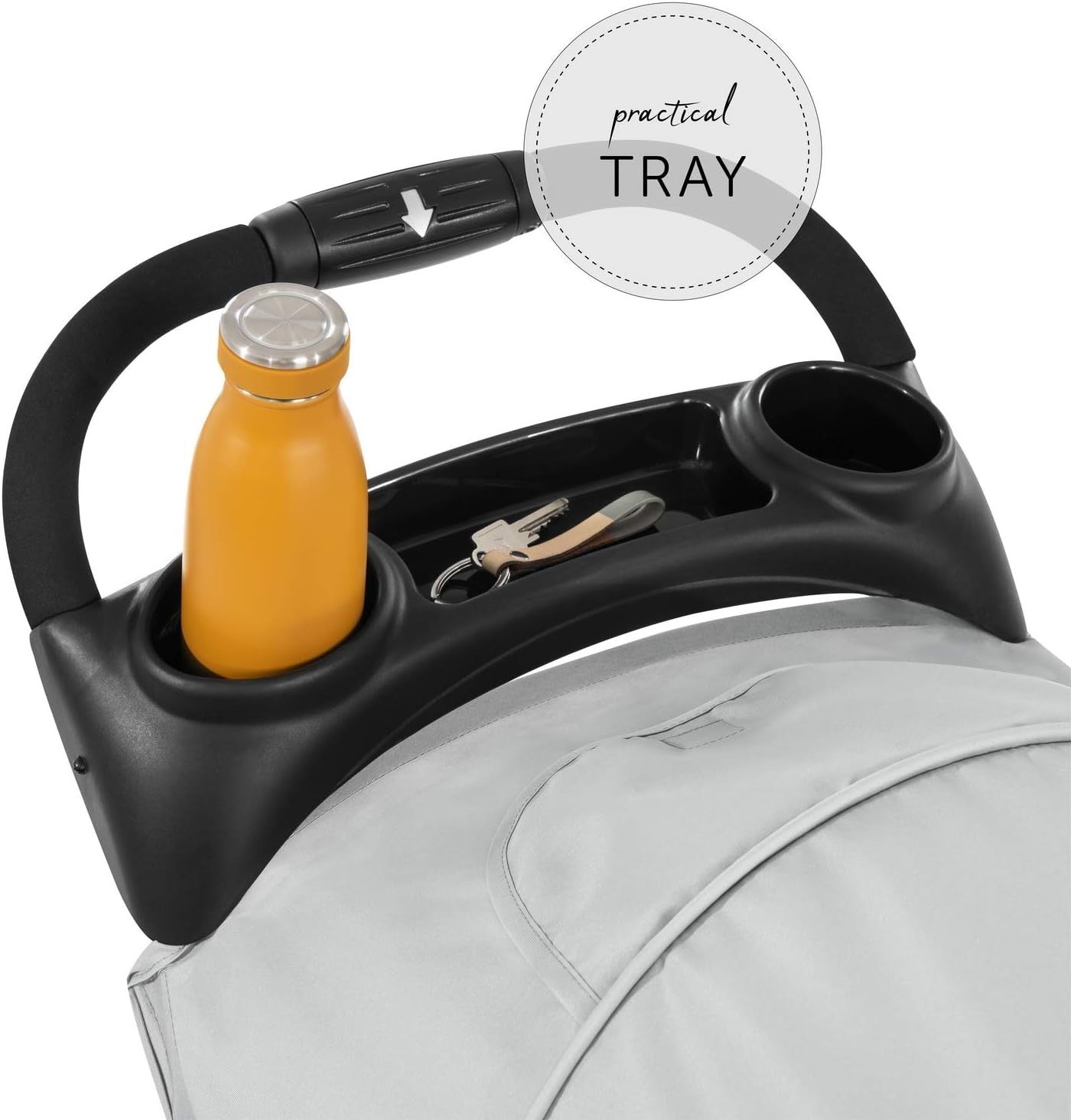 Lightweight 3 Wheel Pushchair Compact One-Hand Fold Stroller XL Basket Grey