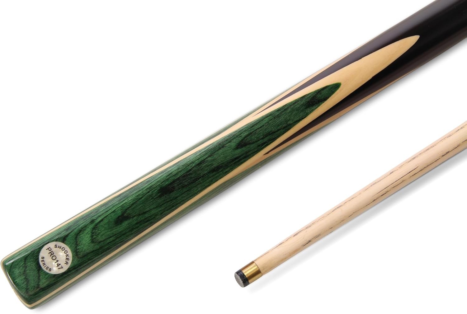 57in Ash Snooker Pool Cue 2 Piece Centre Joint 9.5mm Tip Green
