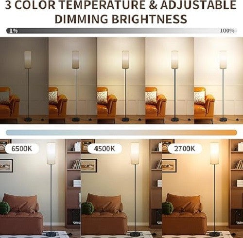 Dimmable Floor Lamp Remote Control Tall Reading Light Shade