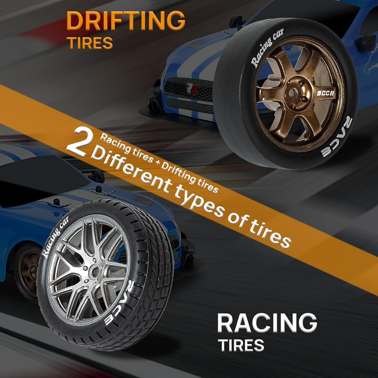 1:14 4WD RC Drift Car Pro Steering & Throttle GT Racer w/ Drift Tires LED