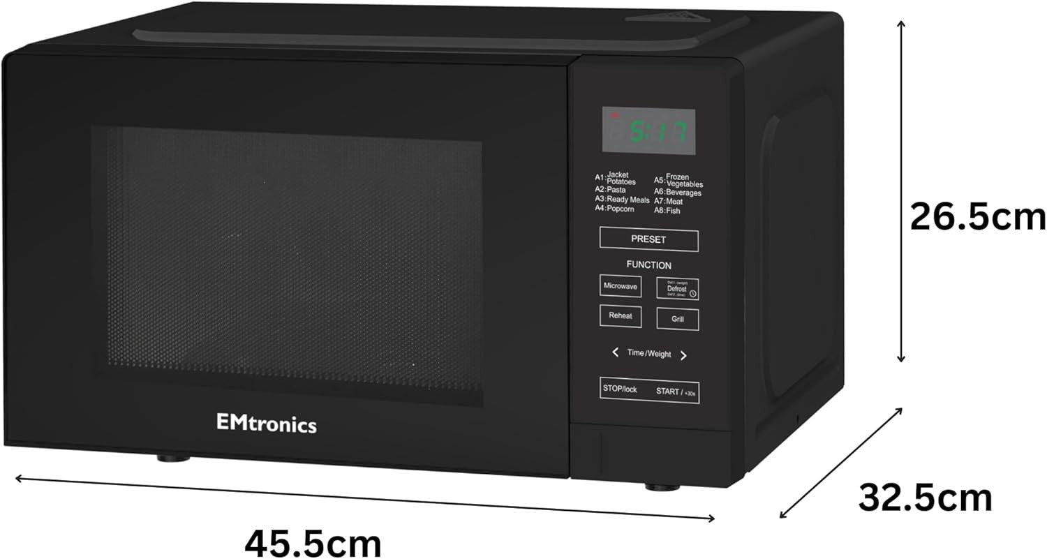 20L Digital Microwave 700W 800W Grill 10 Power Levels Black