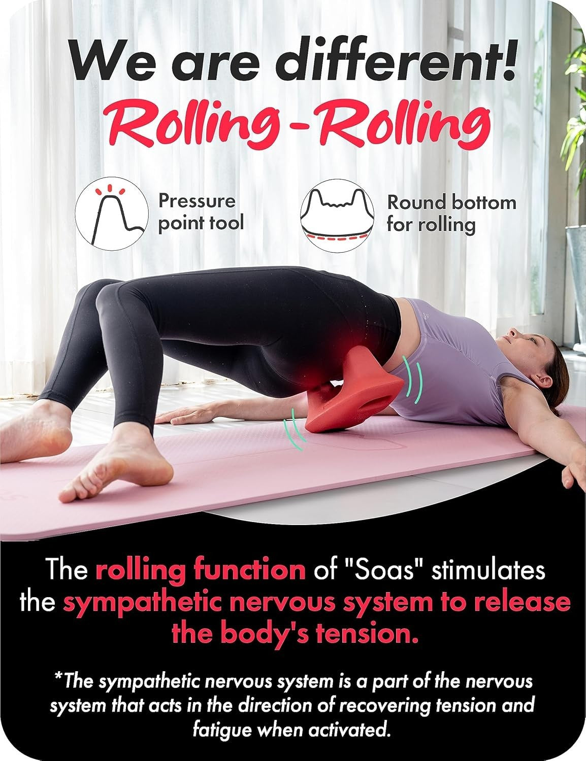 Deep Tissue Hip & Back Massager for Lower Back Pain Relief & Full Body Stretch