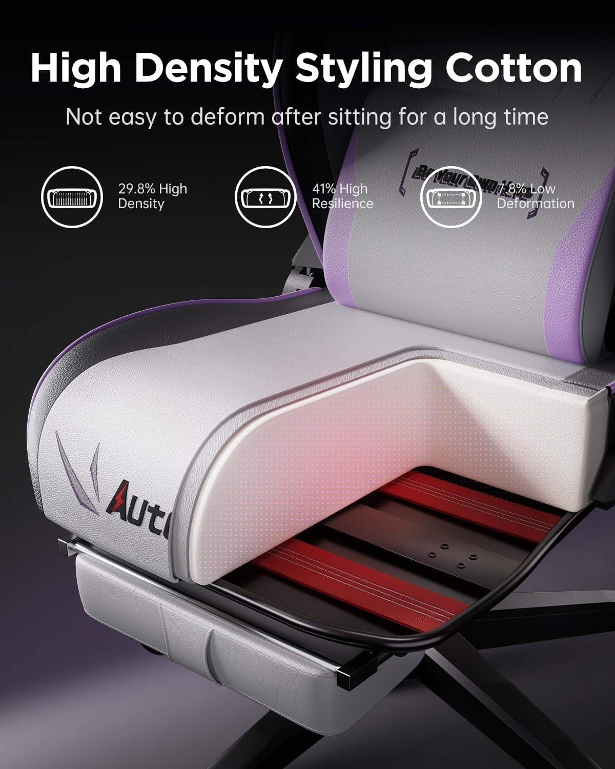 Ergonomic Gaming Chair Wide Seat Footrest Recliner White