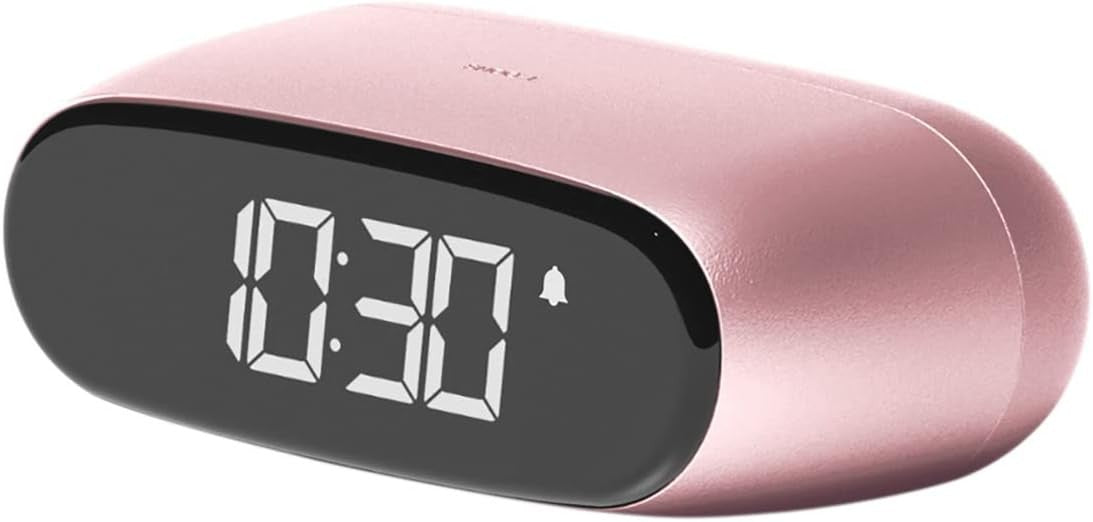 Mini Digital Alarm Clock Lily Pink Rechargeable Touch Snooze Desk Bedside