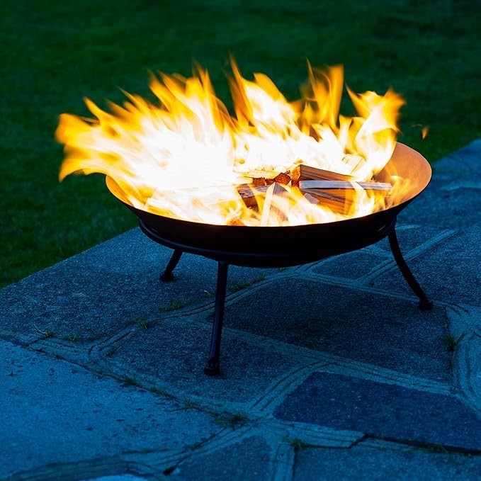 Outdoor Cast Iron Fire Pit BBQ Grill Bowl Garden Heating & Camping 45cm