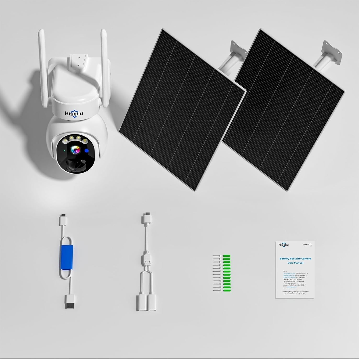 5MP Solar Security Camera Wireless 360° PTZ Color Night Vision WiFi