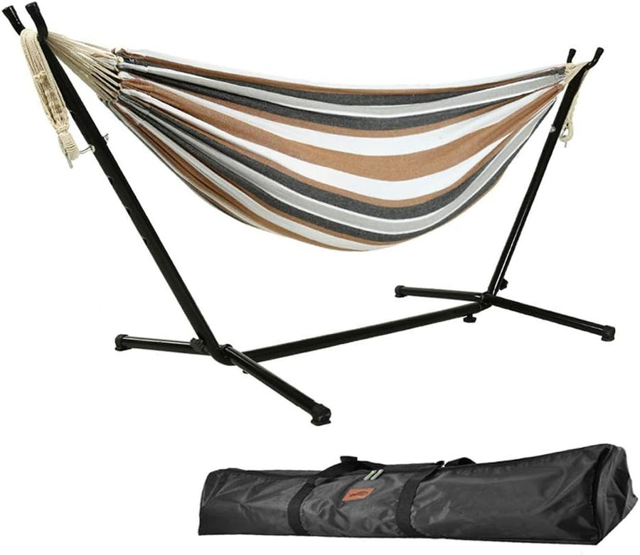 9ft Double Hammock with Stand | 2 Person 550lb Capacity | Indoor Outdoor