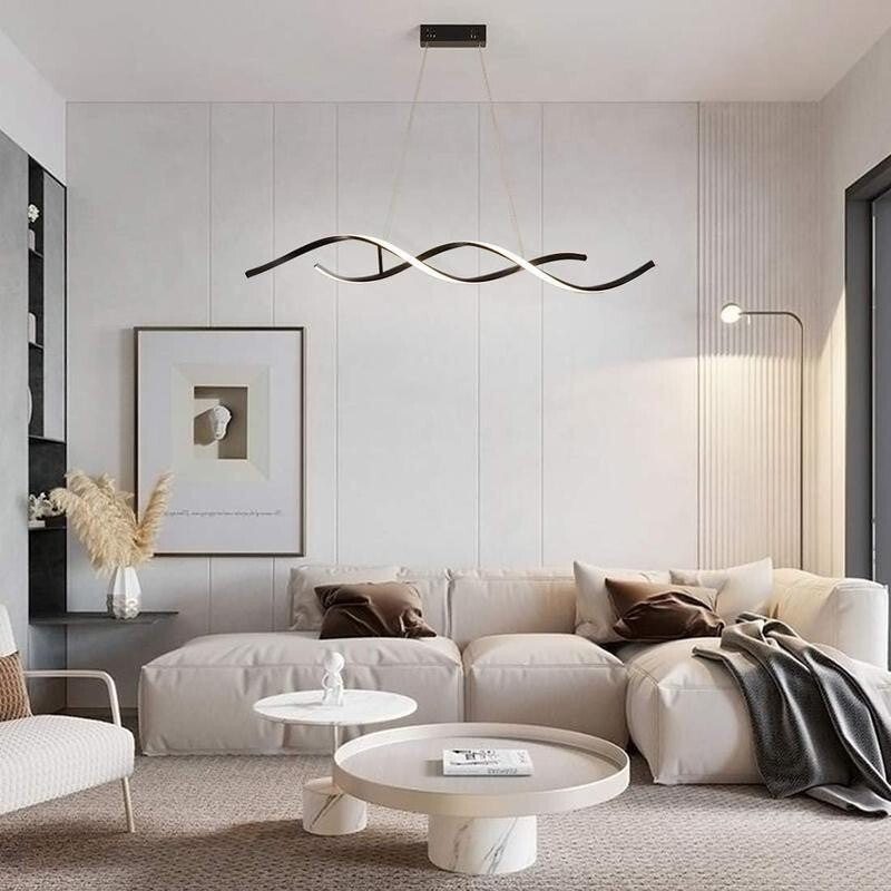 Wave LED Pendant Chandelier Light Remote Dimmable 40W Modern Flush Lamp