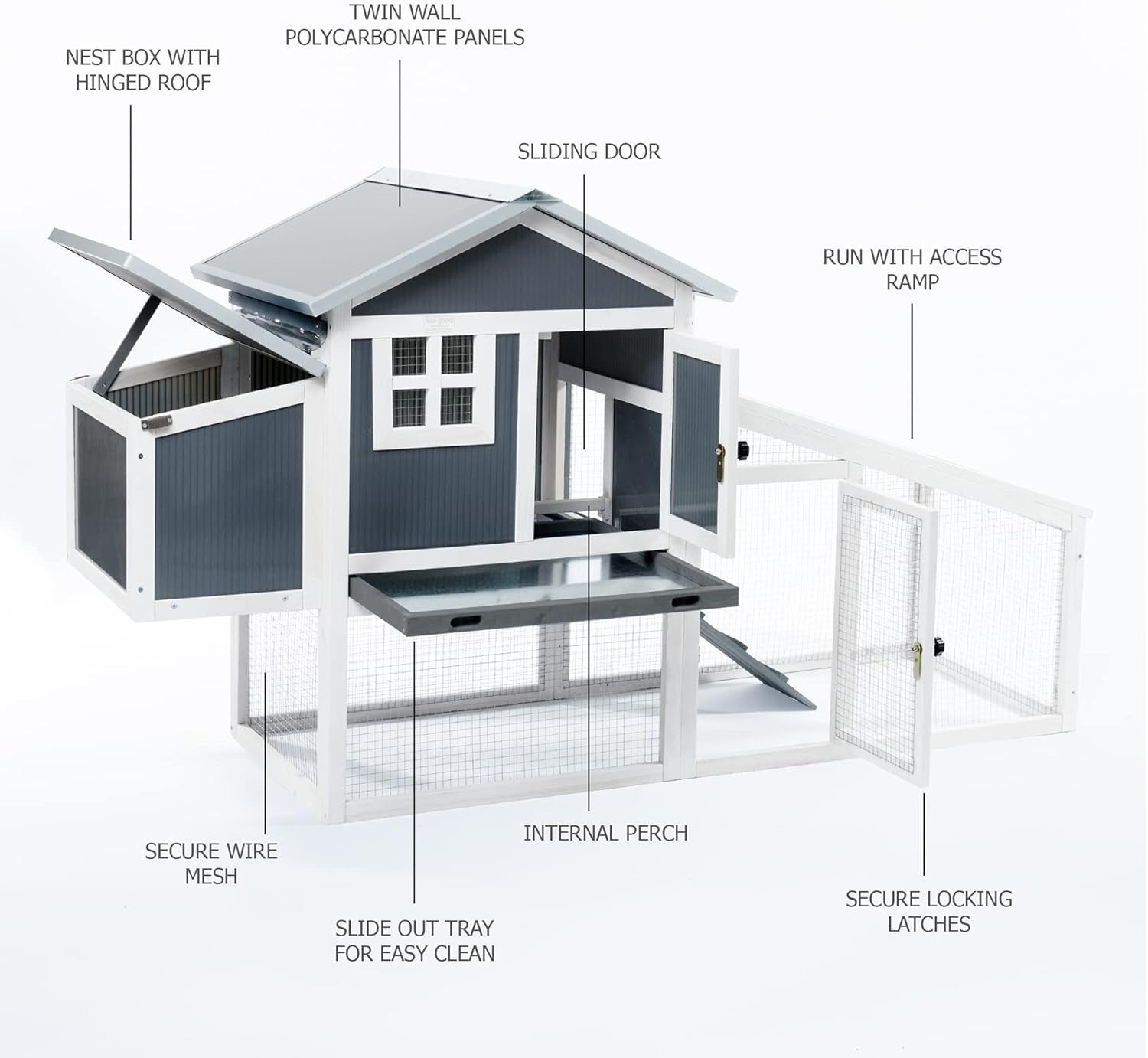 Plastic Chicken Coop with Run Nest Box Ventilated Secure Easy Clean